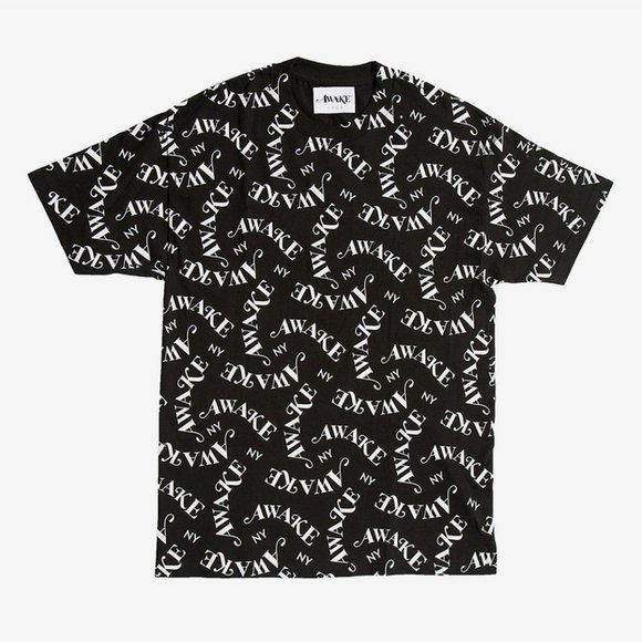 AWAKE NY black white all over logo print t shirt - Picture 1 of 2